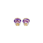 Amethyst & Diamond Earrings 14K Yellow Gold