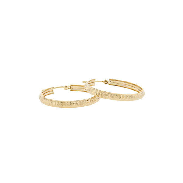 14K Yellow Gold - Diamond Cut Hoop Earrings