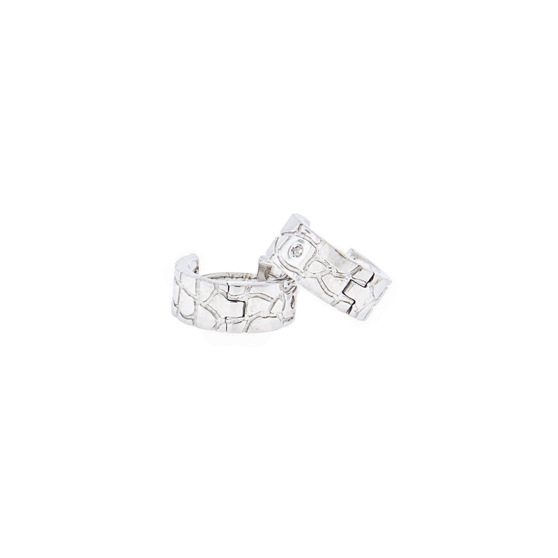 Diamond and Sterling Silver Hoop Earrings
