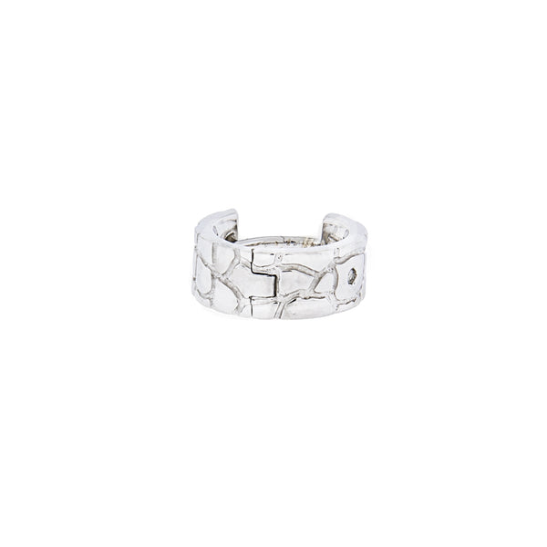 Wide Silver Hoop Earring with Diamond