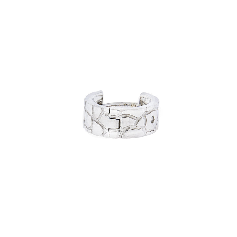 Wide Silver Hoop Earring with Diamond
