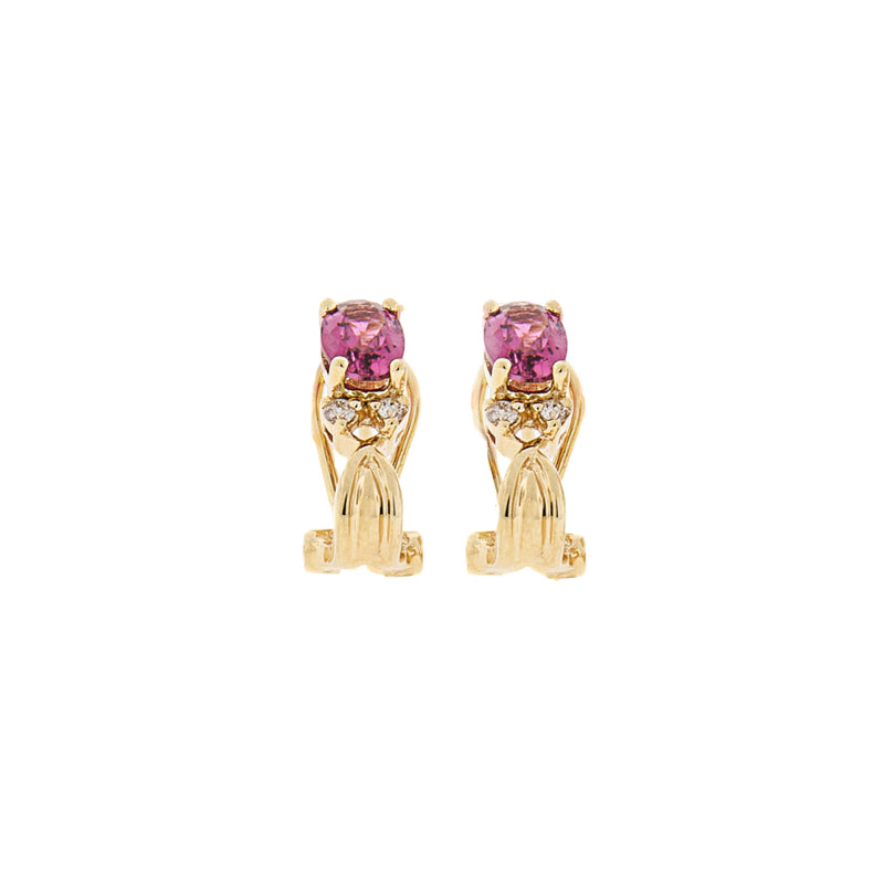 14K Gold Pink Topaz French Clip Earrings