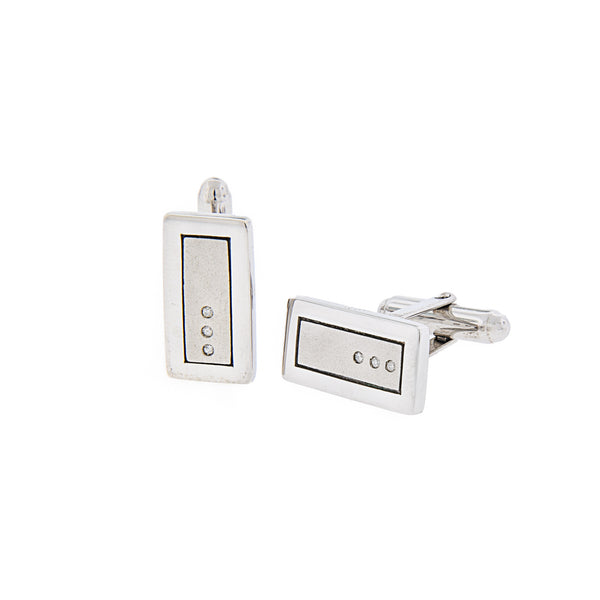 Diamond Sterling Silver Cuff Links Black Inlay