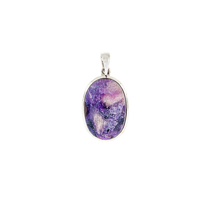 Russian Purple Charoite Pendant Sterling Silver Healing Stone