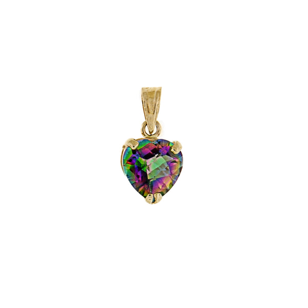 Mystic Topaz Heart Shaped Pendant - 14K Yellow Gold