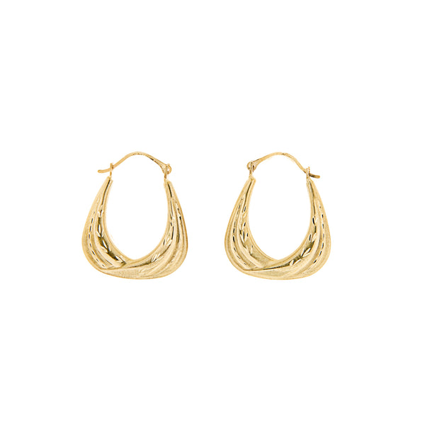 Hoop EarringsDiamond Cut 14K Yellow Gold 