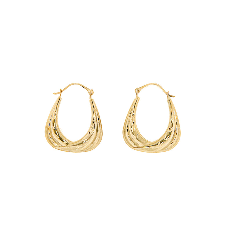 Hoop EarringsDiamond Cut 14K Yellow Gold 
