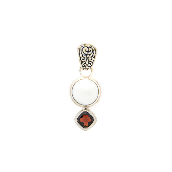 Pearl & Garnet Pendant in Sterling Silver