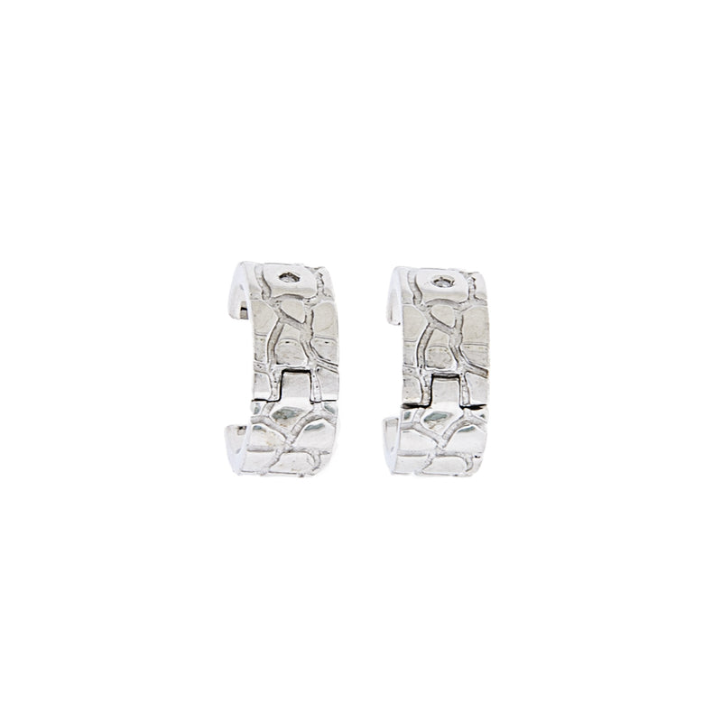 Sterling Silver Hoop Earrings with Diamond