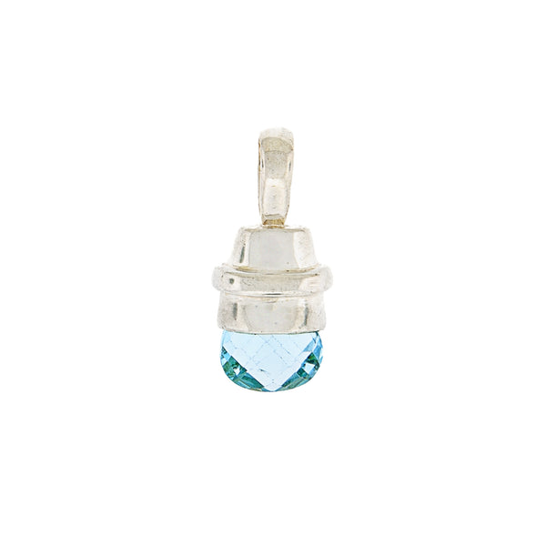 Faceted Blue Aquamarine Drop set in Sterling Silver