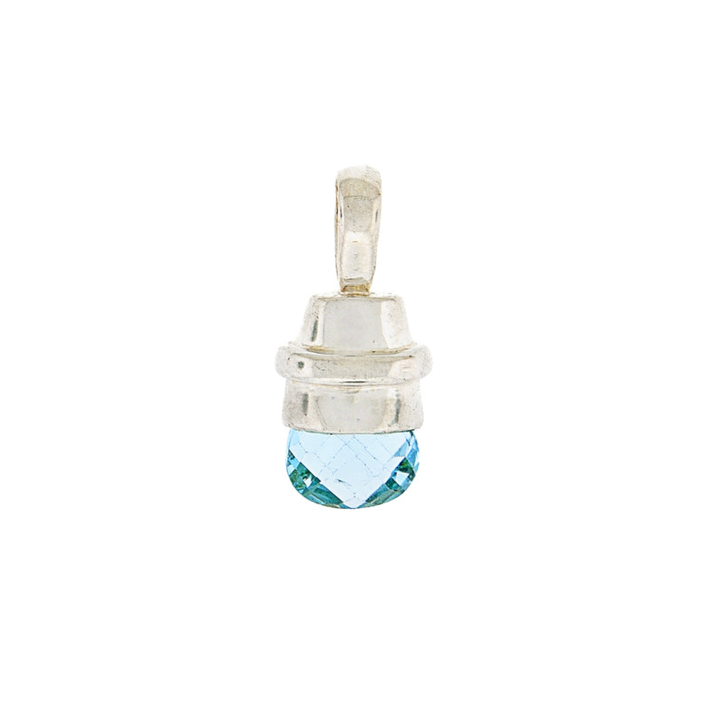 Faceted Blue Aquamarine Drop set in Sterling Silver