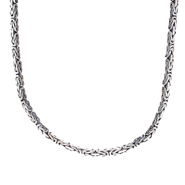 Square Byzantine Sterling Silver Chain Necklace