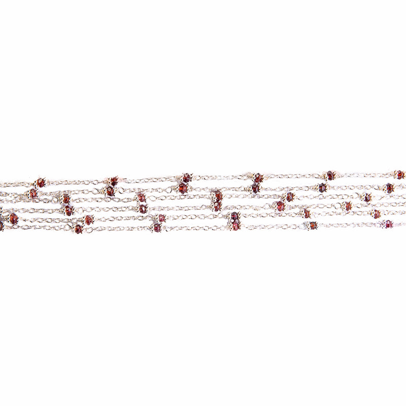Multi Strand Sterling Silver Necklace with Garnets
