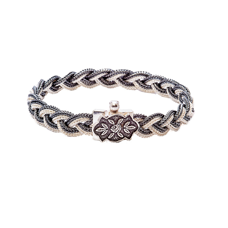 Oxidized Woven Chain Sterling Silver Bracelet