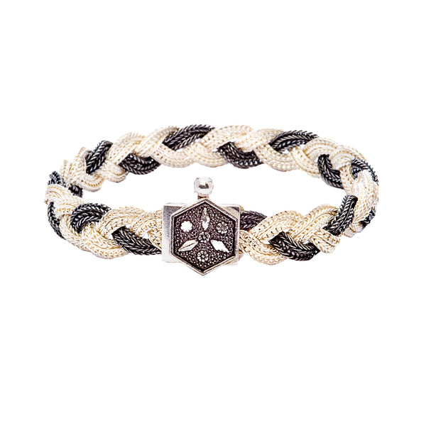 Oxidized Woven Chain Sterling Silver Bracelet