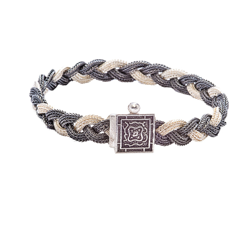 Oxidized Woven Chain Sterling Silver Bracelet