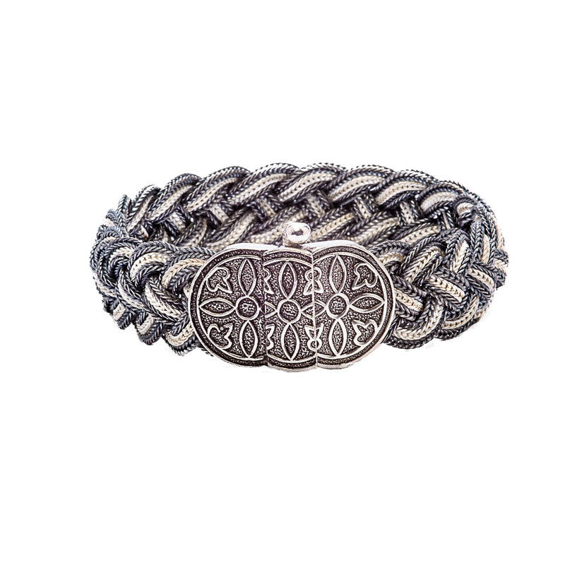Oxidized Woven Chain Sterling Silver Bracelet