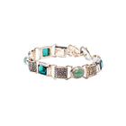 Emerald Green Quartz and Larimar Sterling Silver Bracelet
