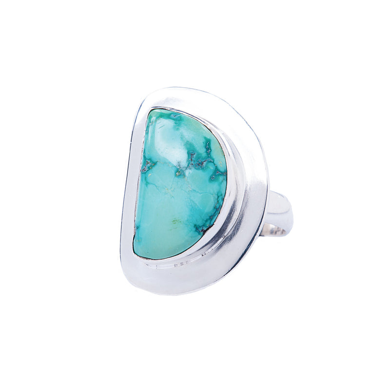 Half Moon Shaped Turquoise Sterling Silver Ring