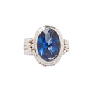 Oval Blue Quartz Handcrafted Sterling Silver Ring Bali Style