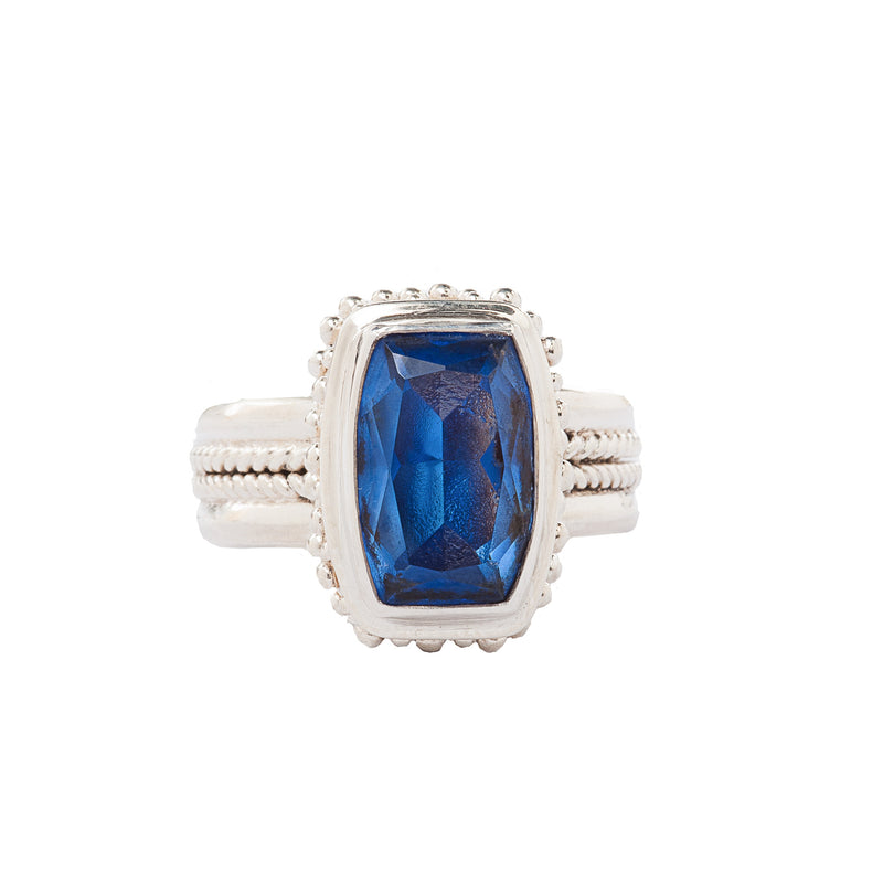 Blue Quartz Handcrafted Bali Style Sterling Silver Ring