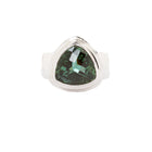 Trillion Green Quartz Sterling Silver Ring