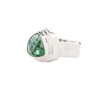 Double Step Bezel Green Trillion Quartz Sterling Silver Ring