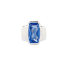 Blue Rectangle Quartz Sterling Silver Ring