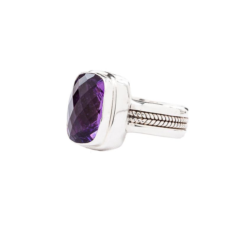 Handcrafted Sterling Silver Ring with Purple Amethyst