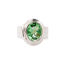 Green Quartz Sterling Silver Ring Step Bevel