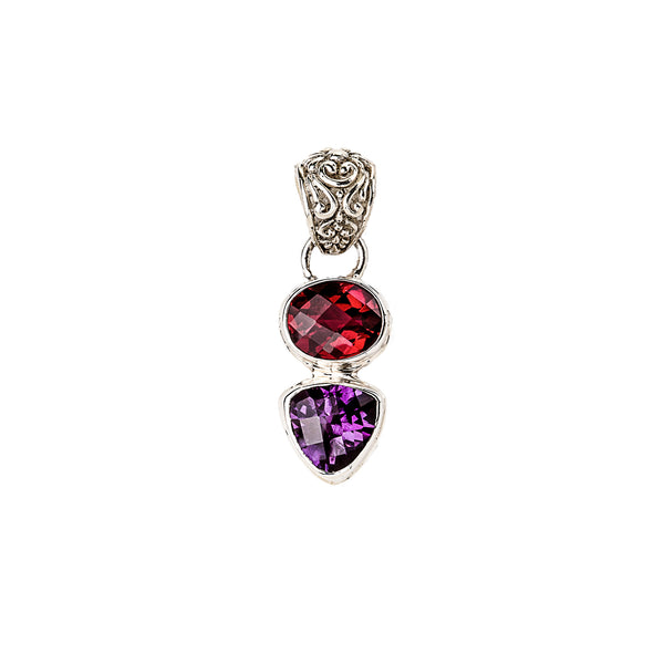 Cherry and Pink Quartz Silver Pendant