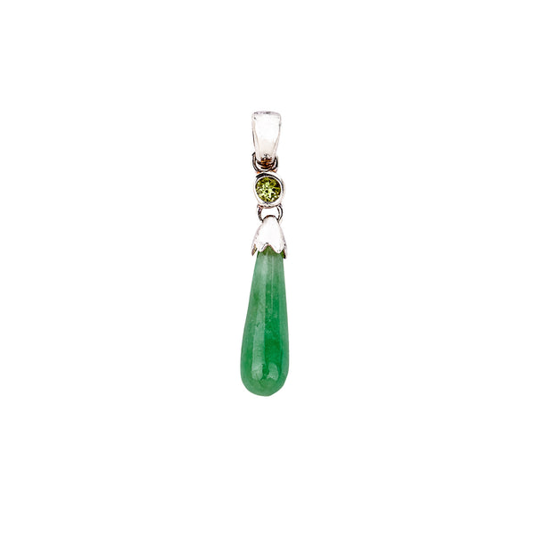 Jade Pendant with Peridot Sterling Silver Bail