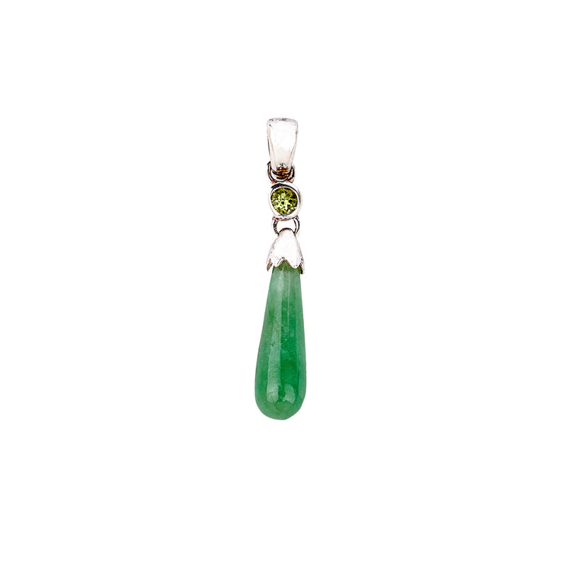 Jade Pendant with Peridot Sterling Silver Bail