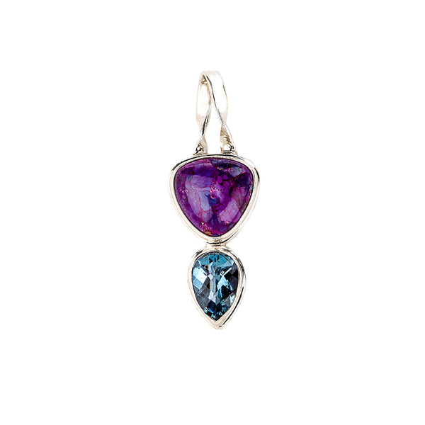 Aquamarine & Mohave Purple Turquoise Pendant