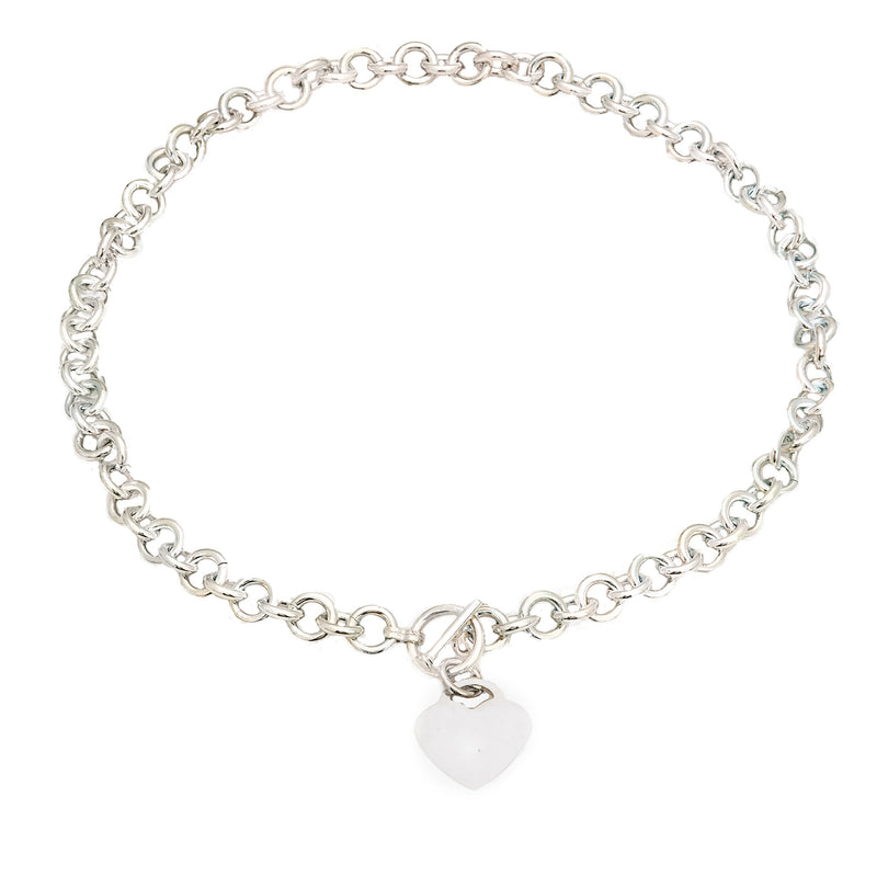 Sterling Silver Heart Front Toggle Chain Necklace