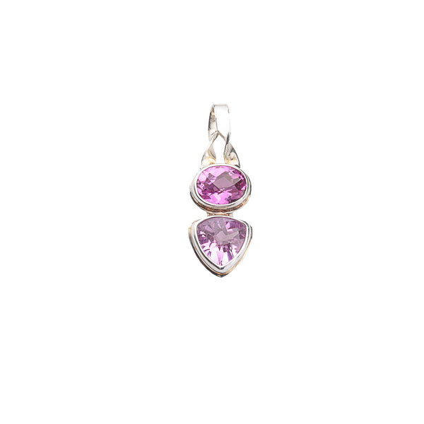 Pink Oval & Trillion Quartz Pendant