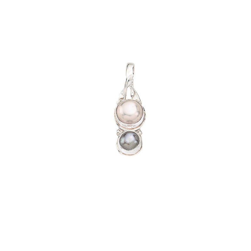 Elegant Two Pearl Pendant set in Sterling Silver
