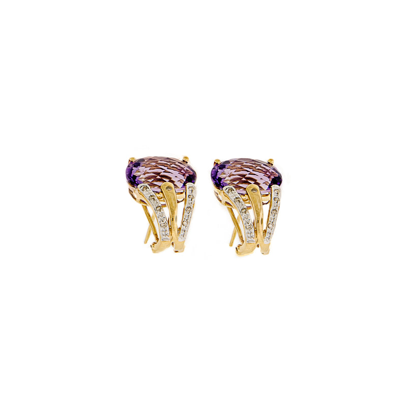 Beautiful Purple Amethyst & Diamond Earrings