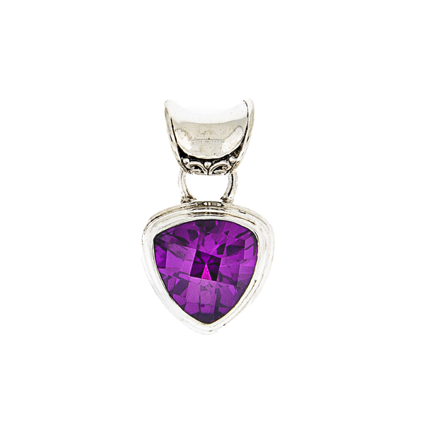 Trillion Amethyst Sterling Silver Pendant