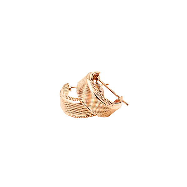 'Snake Skin' Wide Hinged Hoop Earrings in 14K Yellow Gold