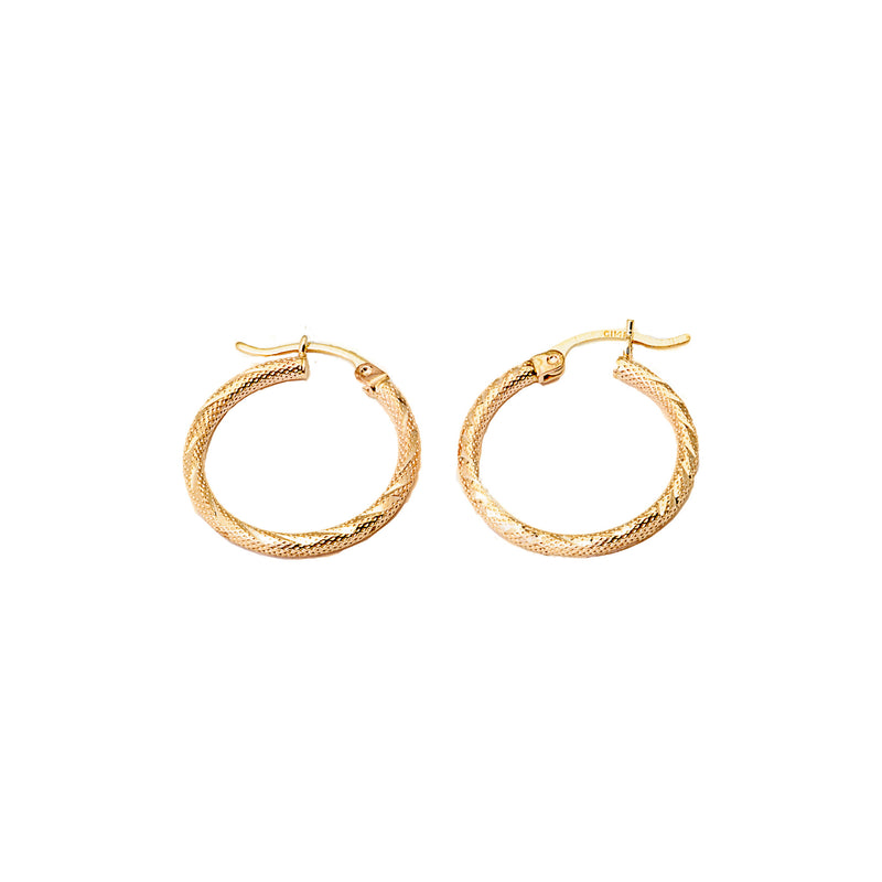 Hinged Hoop Diamond Cut Earrings in 14K Yellow Gold