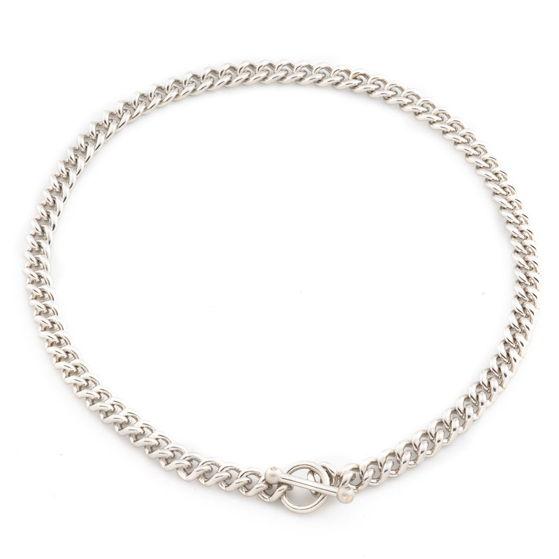 Men's Sterling Silver Diamond Toggle Necklace 