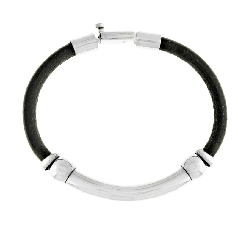 Sterling Silver - Leather Men's Bracelet