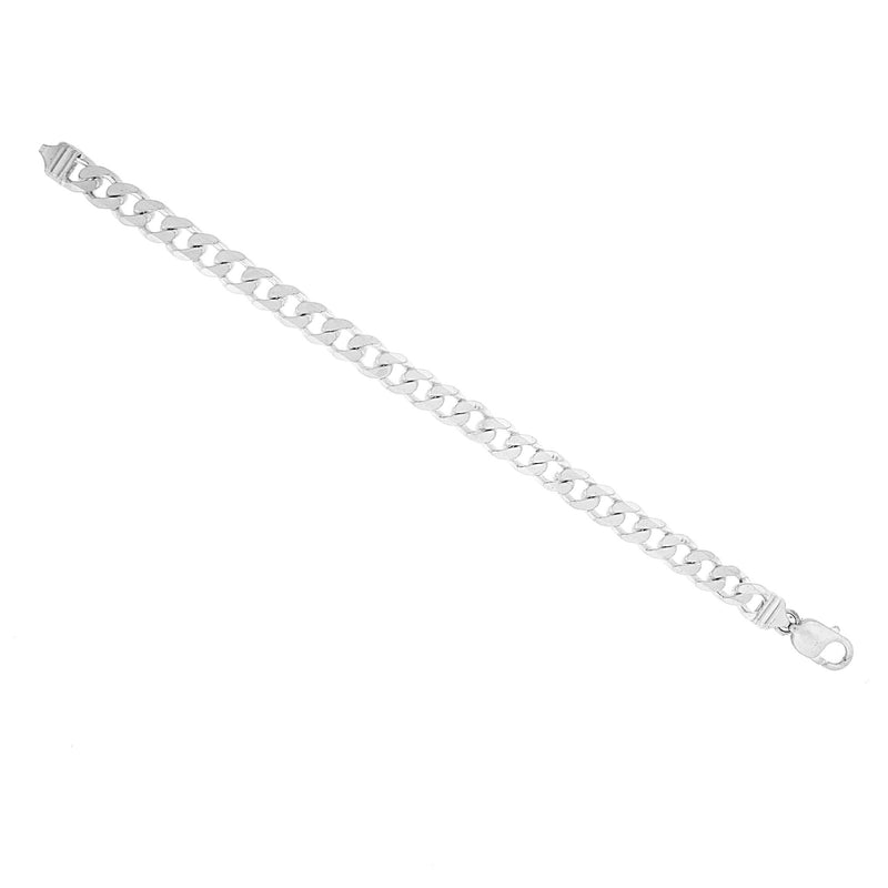 Flat Curb Link Sterling Silver Chain Link Bracelet