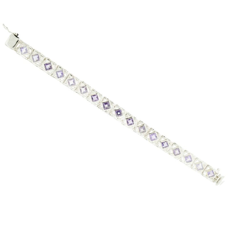 Amethyst Cup Chain Bracelet in Sterling Silver