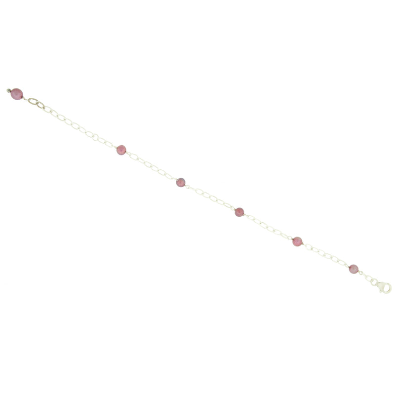Light Cranberry Pearl Sterling Silver Chain Link Bracelet