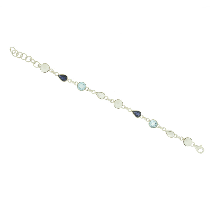 Jil-e Aquamarine Pearl Iolite & Moonstone Bracelet Sterling Silver Bracelet