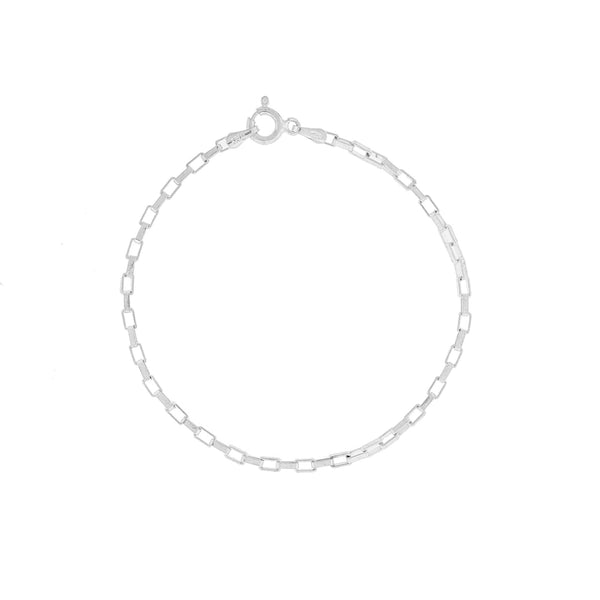 Box Chain Sterling Silver Bracelet