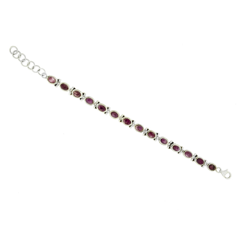 Pink Tourmaline Sterling Silver Bracelet