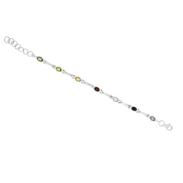 Multi Gemstone Sterling Silver Bracelet